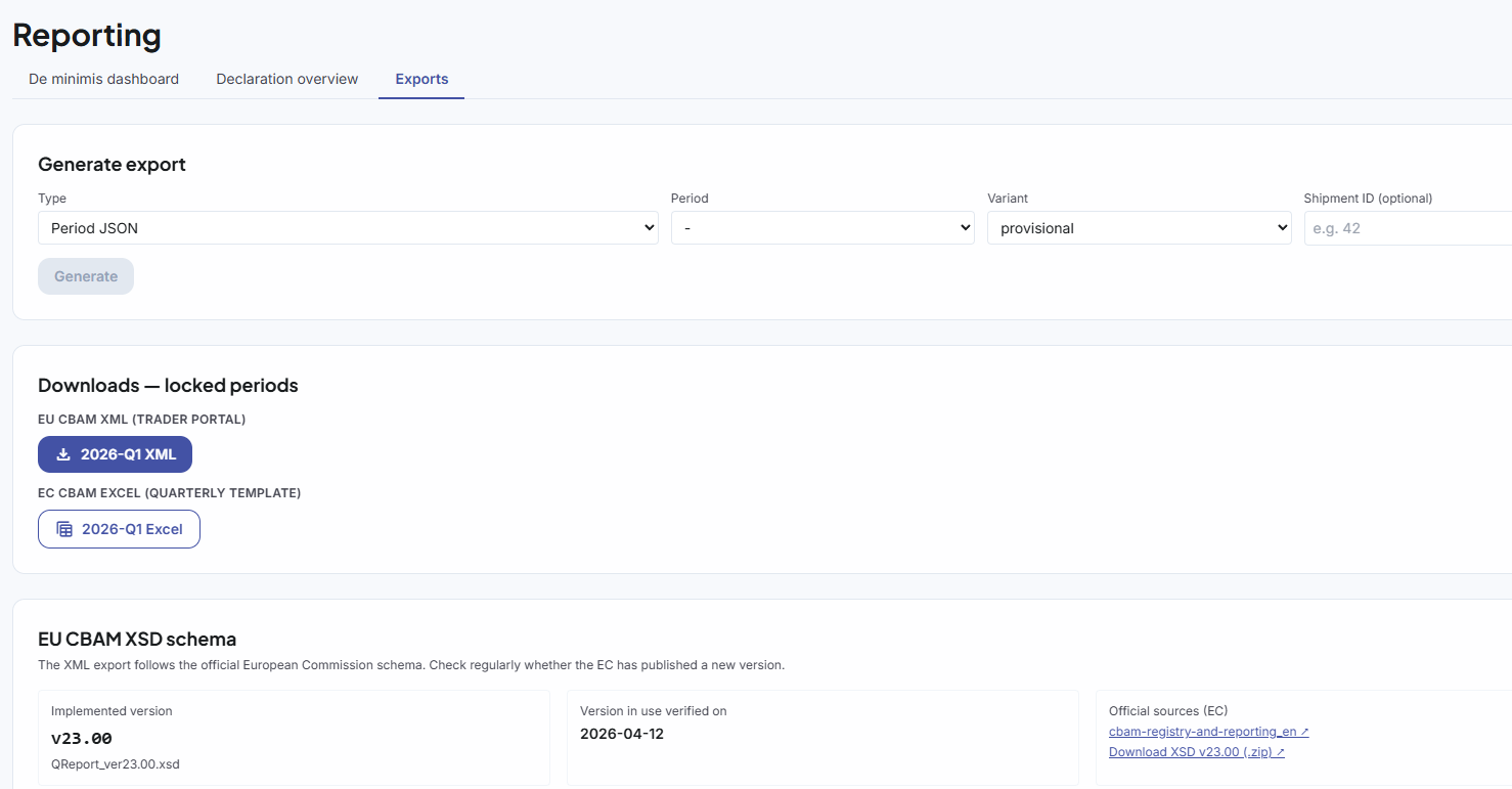 Rapportage XML export